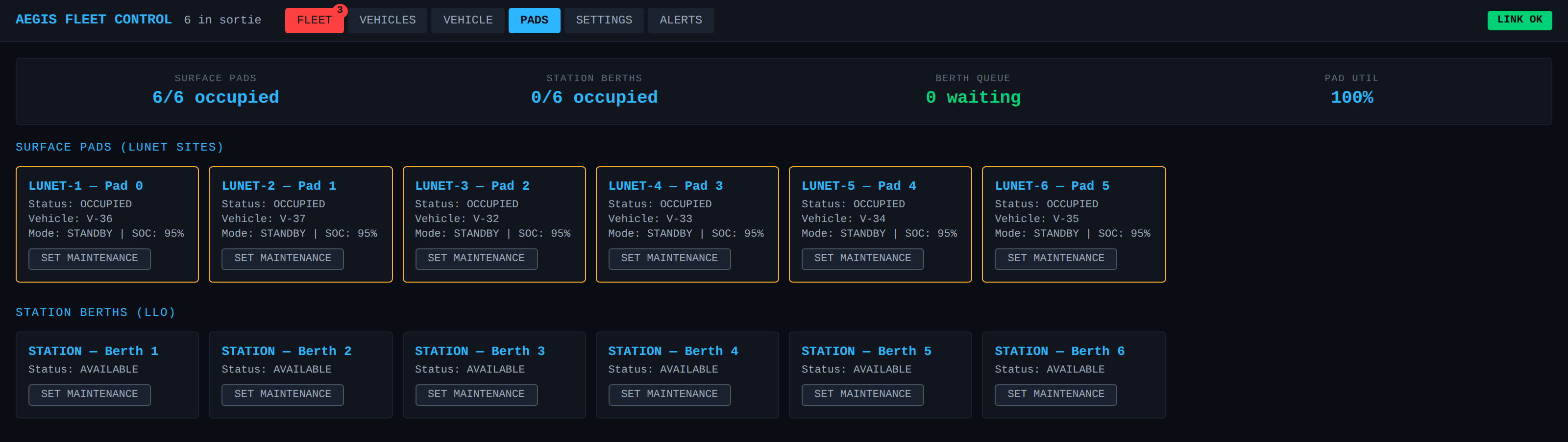 Fleet Commander — pad and berth deconfliction